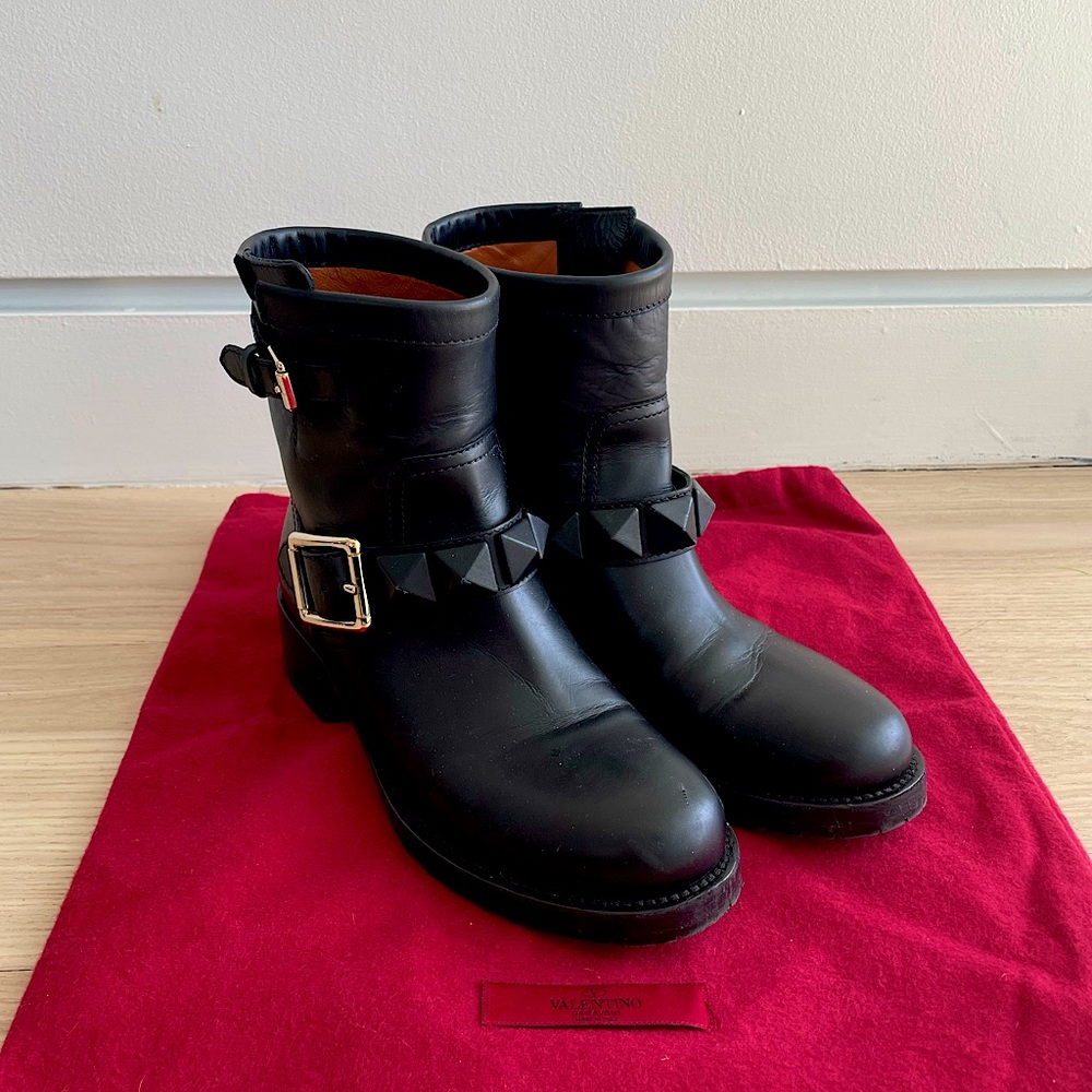 Valentino Leather Moto Boots 36